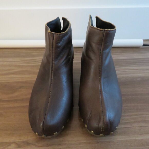 BOSABO Brown Leather Studded Clog Booties Boots Grandma Boho - Size US 6 - Picture 4 of 13